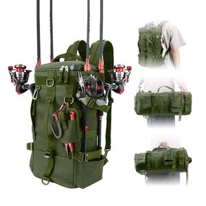 Sac à dos de pêche tactique multifonctionnel imperméable pour l'extérieur avec fermeture éclair, doublure en polyester, design portable, style tendance - Product Image 1