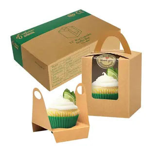 Hot-Sale Dropshipping Wholesale Insert Kraft Packing Chocolate And Food With Window Single Cupcake Boxes