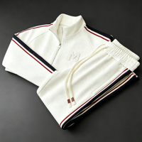 Ensemble de survêtement sport décontracté brodé haut de gamme pour hommes et femmes, en polyester tricoté à séchage rapide, deux pièces, motif uni, collection automne