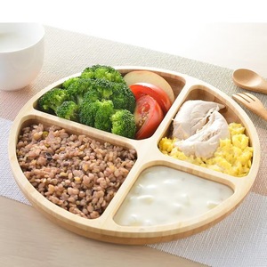 Plateau de service en bois, couleur bois naturel, 4 compartiments, pour la préparation des repas et l'usage domestique - Product Image 3