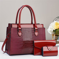 Sac fourre-tout imperméable en PU à imprimé crocodile avec fermeture éclair pour femme, ensemble de 3 sacs à main grande capacité, plusieurs couleurs tendance, vente en gros