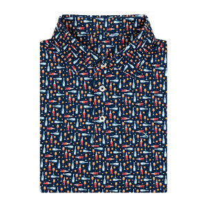 Chemises de golf pour hommes en maille performante avec logo personnalisé OEM 2025, impression par sublimation, tissu en spandex/polyester - Product Image 3