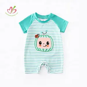 Baju Terusan Bayi Musim Panas, Baju Terusan Bayi Lengan Pendek Motif Semangka untuk Bayi