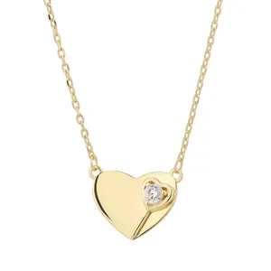 Modieuze 925 Sterling Zilveren Cupido Hartvormige 18K Echt Gouden Hanger Ketting Voor Vrouwen