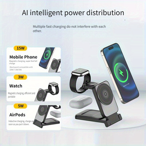 <span class=keywords><strong>Chargeur</strong></span> magnétique rapide sans fil 3 en 1 15W, station de recharge pour téléphone et montre, pour <span class=keywords><strong>iPhone</strong></span> 12 13 14 15 Pro Max 15W, <span class=keywords><strong>chargeur</strong></span> à <span class=keywords><strong>induction</strong></span> - Product Image 5