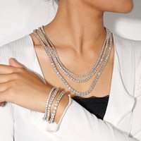 Chaîne tennis SMON01 en moissanite VVS, argent sterling 925 plaqué or blanc rhodié, 2 mm 4 mm, collier glacé de luxe