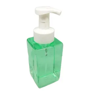 300ml PET square liquid soap hand sanitizer body wash foam pump plastic refillable bottle