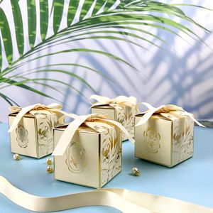 Elegante Caja de <span class=keywords><strong>Regalo</strong></span> con Diseño de Tulipán en Dorado y Beige, con Cinta, para Recuerdos de Boda, Regalos Navideños, Dulces, Empaque Decorativo de Alta Calidad - Product Image 4