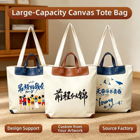 Sac fourre-tout en toile épaisse personnalisé de grande capacité 16 oz, cadeau promotionnel d'entreprise, sac de shopping