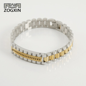 Zogxin Stainless Steel Bracelet Gold In Middle Geometric Design Men's Chain Gift Jewelry - Product Image 1