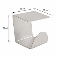 Table console moderne en aluminium en forme de C 35x35x28cm pour salon, chambre, hôtel, décoration