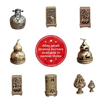 Nouveau brûleur d'encens en alliage de zinc électroplaqué de style chinois, en forme de calebasse, avec motifs dragon et phénix, encensoir en forme de Pipa, bois de santal