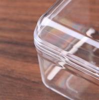 Transparante harde PS 5mm dikke recyclebare rechthoekige aanpasbare dessertdoos/cakeverpakking voor brood, sandwiches, fruit & tiramisu