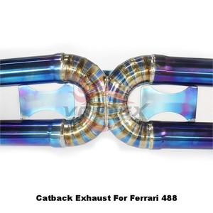 Sistema de Escape con Válvulas de Titanio Vortex para Ferrari 488 GTB Spider 3.9L V8 Biturbo, Silenciador Catback de Carreras, Color Azul Quemado - Product Image 6