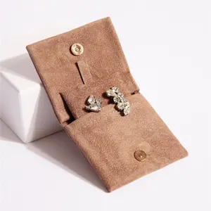 Wholesale Custom Logo High Quality Suede Flap Pouch Jewelry Necklace Ring Bag