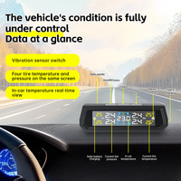 Sensor TPMS Universal con Energía Solar, 4 Sensores Externos, Sistema de Monitoreo de Presión de Neumáticos para Automóvil, Sin Programación, Pantalla LCD Digital