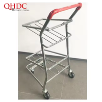 Chariot de courses à deux niveaux en fil de zinc pour supermarché