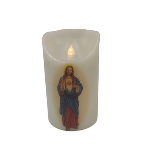 Parpadeo sin llama Funciona con pilas Jesús <span class=keywords><strong>Virgen</strong></span> Cristo LED Tumba Iglesia Oración sagrada Vela conmemorativa votiva religiosa - Product Image 1