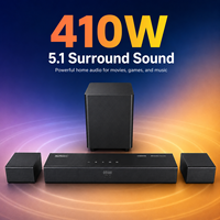 Barre de son 5.1 canaux 410W, système home cinéma avec caisson de basses sans fil, enceintes arrière, DSP, BT 5.3, EARC