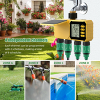 Programmateur d'irrigation solaire programmable à 4 ports, contrôleur de vanne d'eau, chargeur solaire USB, capteur de pluie, minuterie d'arrosage goutte à goutte pour jardin et pelouse