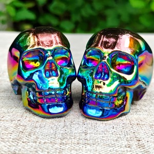 Crâne en obsidienne aura naturelle de guérison en gros, cadeau unique pour lui/elle, objet de collection pour la maison ou l'affichage sur table - Product Image 1