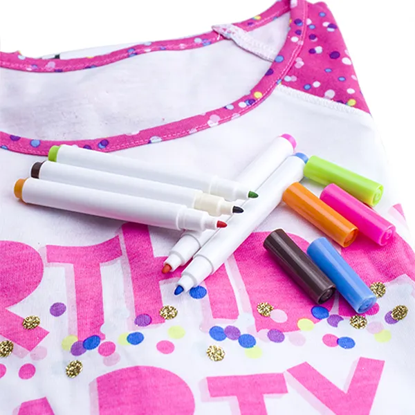 12 색 어린이 만들기 영구 직물 마커 펜 세트 방수 패브릭 펜