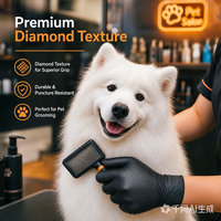 Gants de travail jetables en nitrile texturé diamanté, robustes, écologiques, imperméables, résistants à l'huile et antidérapants pour le toilettage des chiens et l'automobile