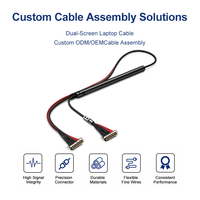 Câble micro-coaxial LVDS ICape personnalisé 30 broches 0,5 mm pour double écran d'ordinateur portable, compatible Molex, faisceau de câbles avec gaine FEP/PTFE