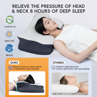Oreiller ergonomique orthopédique en mousse à mémoire de forme certifié Oeko-Tex Lianda, soulagement de la douleur au cou, antibactérien, housse amovible et lavable