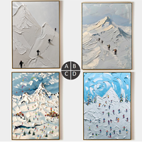 Articles de décoration de chambre Ski Sport 3d Art Mural Plâtre Art Texture Peinture Cadeau Personnalisé pour Skieurs Décor Toile Arts