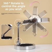 Nouveau miroir de maquillage pliable avec cadre métallique, éclairage LED double face, bande lumineuse intelligente, interrupteur tactile, grossissement 5X-10X