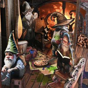 Hamaileon 2025 plus récent Puzzle en bois 3D DIY KT01 sept nains maison étagère insérer serre-livres cadeau pour maison de poupée Nook livre - Product Image 2