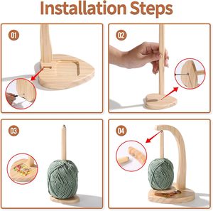 Support de fil magnétique en <span class=keywords><strong>bois</strong></span>, <span class=keywords><strong>potence</strong></span> de fil verticale, rotation douce, surface de vernis durable, support de fil parfait pour le tricot - Product Image 5