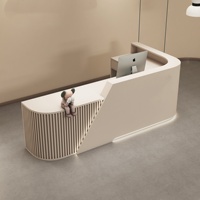 Bureau de réception en bois massif en forme de L, moderne et luxueux, pour hôtel, hôpital, couleur personnalisable, écologique, durable, usage commercial