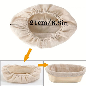 Revestimiento de cesta de prueba de <span class=keywords><strong>pan</strong></span> ovalado, cubierta de tela, revestimiento de tela de cesta de masa fermentada <span class=keywords><strong>para</strong></span> hornear de ratán Natural - Product Image 3
