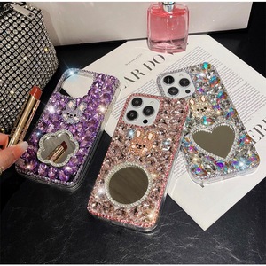 เคสโทรศัพท์ลายกระต่ายส่องแสงเป็นประกายวิบวับพร้อมกระจกสำหรับ <span class=keywords><strong>iPhone</strong></span> 16 15 14 13 12 <span class=keywords><strong>11</strong></span> <span class=keywords><strong>PRO</strong></span> <span class=keywords><strong>MAX</strong></span> เคสโทรศัพท์กากเพชร - Product Image 1