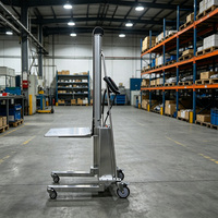 Promotion : Petit équipement de levage semi-électrique avec monte-charge à mât en aluminium, puissance moteur élevée, hauteur de levage 1,5, 1,7, 1,8, 2 mètres