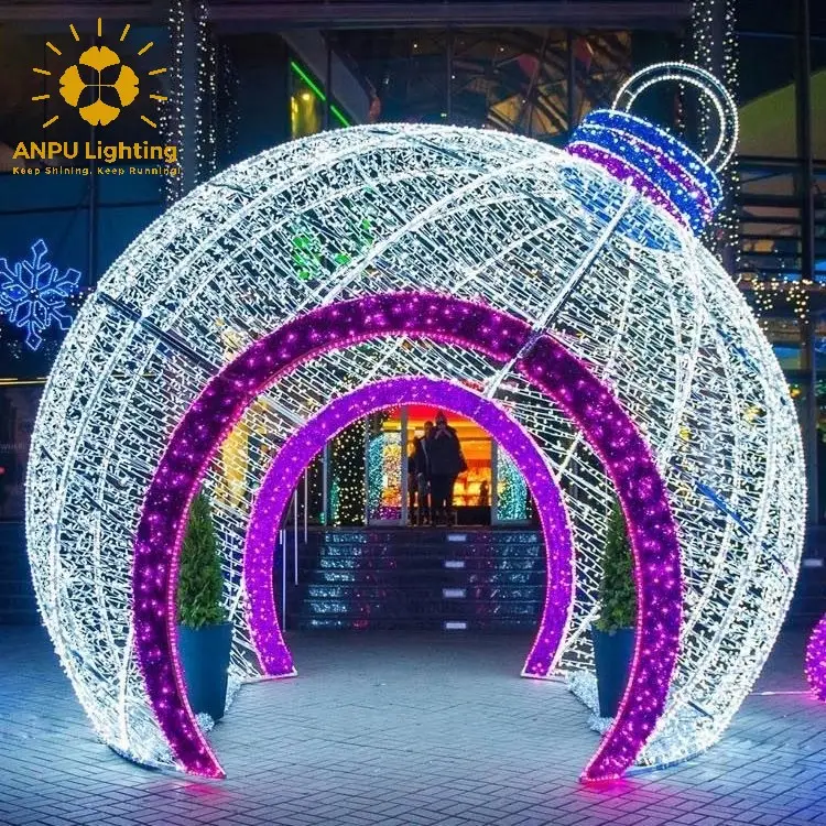Outdoor Decoration Giant Christmas 3D LED Motif Light Ornament Arch Ball Lights for Shopping Malls