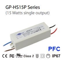 Glacial <b>Power</b> LED Driver GP-HS15P Series 15W <b>24V</b> Single Output PFC IP67 Switching <b>Power</b> <b>Supply</b> - Product Image 1