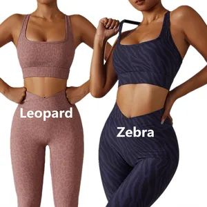 Gym Sport Wear Beha Dier Luipaard Zebra Print Push-Up Activewear Crop Top Vrouwen Fitness Camouflage Tank Schokbestendig Yoga vest