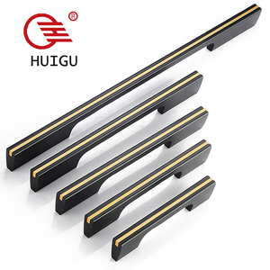 Poignées de porte de placard de cuisine encastrées en alliage d'aluminium noir mat - Product Image 1