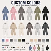 Ensemble de survêtement streetwear personnalisé en coton épais 400-600 g/m², comprenant un sweat à capuche oversize et un pantalon de survêtement, avec impression en relief