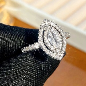 Bague en diamant taille marquise Q621, pierre naturelle, classique, bijoux de fiançailles pour femmes - Product Image 4