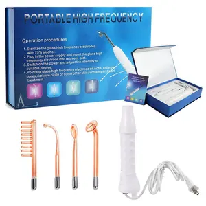 4 tubes High Frequency Wand Professional Face Beauty Tools Handhold Portable Ozone Eye Massager High Frequency Facial Wand