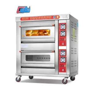 Tostadora de pan comercial, equipo de restaurante, horno de gas para pizza, panadería, 2 capas