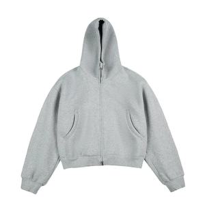 Sudadera con Capucha Corta Estilo Urbano Americano de 500G - Chaqueta Cardigan Unisex Oversize Gruesa y Holgada - Product Image 2