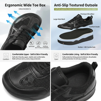 Vente en gros de baskets décontractées pour hommes avec logo personnalisé, marque privée, entièrement noires, en cuir artificiel, dessus en mesh, légères, tendance mode MD