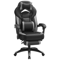 Chaise de jeu en tissu gris foncé avec coussin à ressort de poche Chaise pivotante ergonomique Grande et haute Chaise de jeu avec repose-pieds