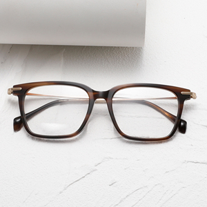 Glossy Full-Rim Square <b>Eyeglasses</b> With Metal Temples Anti Blue light Clear Lens <b>Frames</b> For Men - Product Image 6
