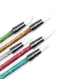 Stylo à double embout en silicone pour nail art, outil de gravure et de sculpture avec pointe à strass, brosse à ongles double usage avec tête en silicone pour manucure - Product Image 2
